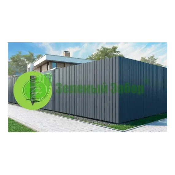 Забор из профлиста двухсторонний профлист на свайном фундаменте