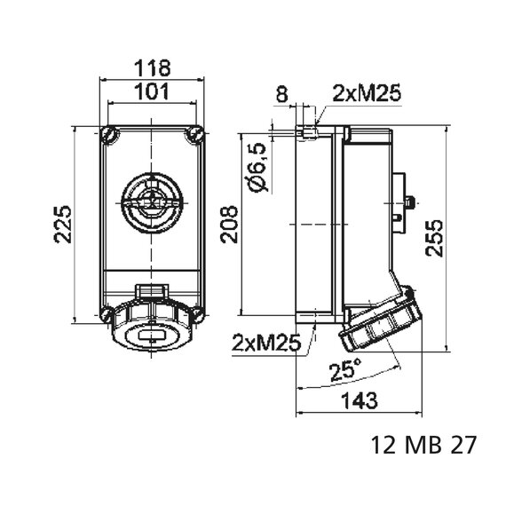 РОЗЕТКА НАСТЕННАЯ С БЛОКИРОВКОЙ 32A 4П, 3Ч, 380-440В, IP67 QUICK-CONNECT BALS 16050