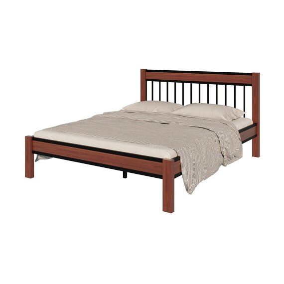 Кровать "Агата" чёрный/махагон