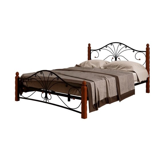 Кровать "Фортуна 1" чёрный/махагон