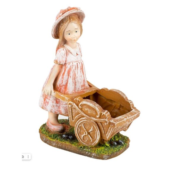 Кашпо полистоун 'Девочка с тележкой' H-37 см 169463 (PARK)
