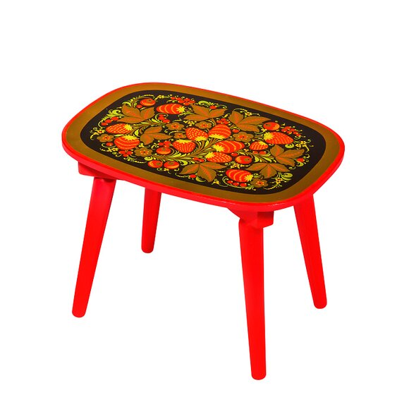 Скамейка овальная Черный фон "Ягоды"