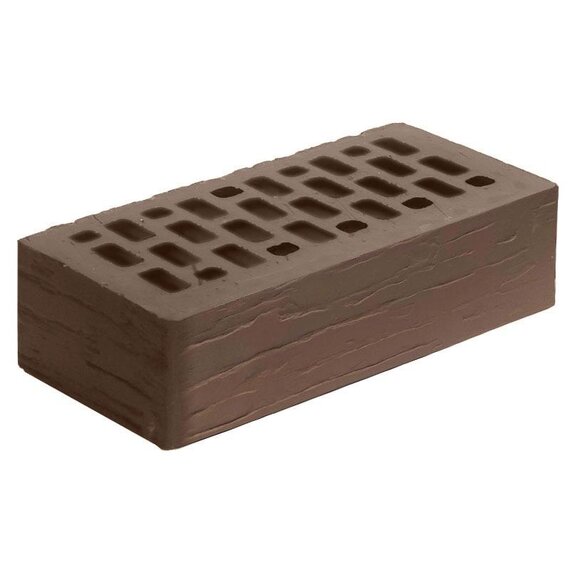 Кирпич лицевой "Коричневый" с поверхностью Кора дуба