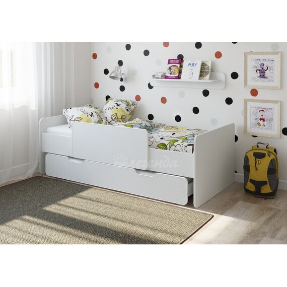 Детская выдвижная кровать Легенда 14.2 белая