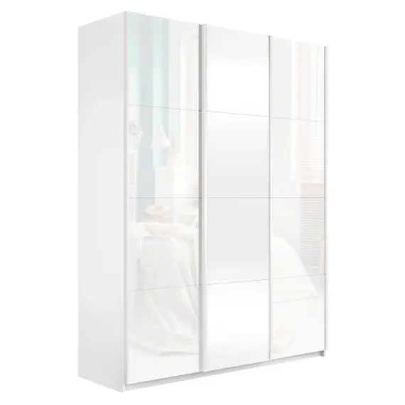 Шкаф-купе Широкий Прайм 3-х дверный (Стекло белое, ЛДСП) окутанный в Москве
