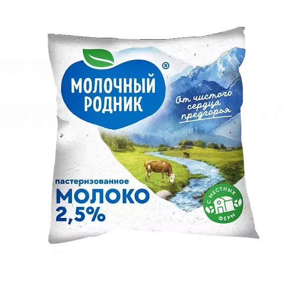 Молоко питьевое пастеризованное "Молочный Родник" 2,5% 400 мл