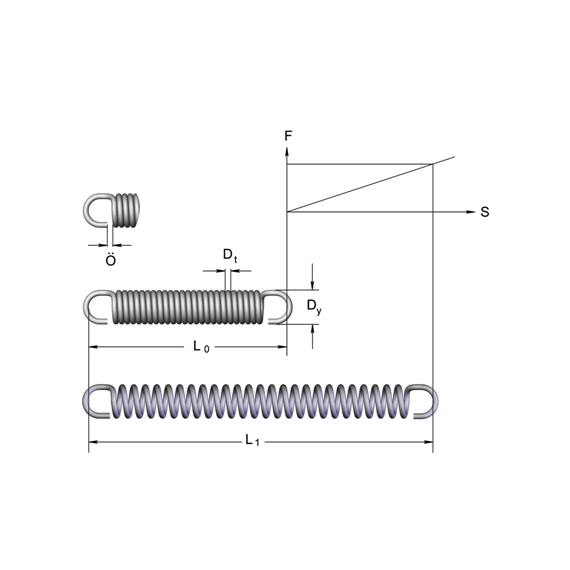 STAMO Пружина растяжения обычная петля (2,2X24X68,8X16 - нержавеющая сталь) PM8885 (упак 10 шт)