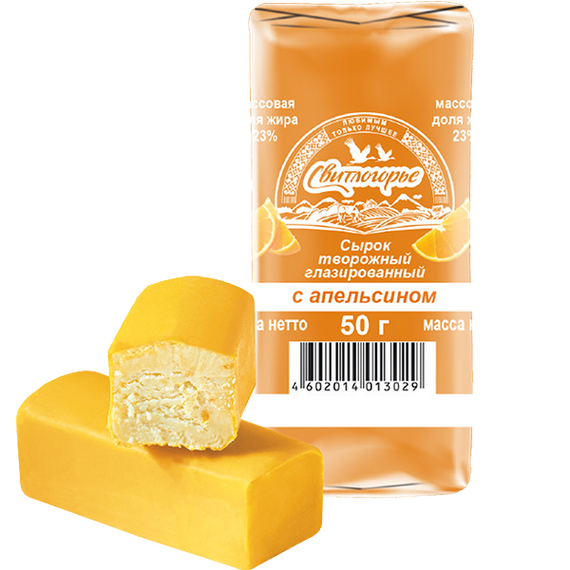 Сырок творожный с натуральным апельсином в апельсиновой глазури 23%