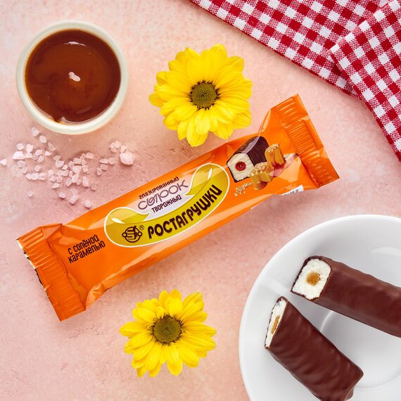 Сырок творожный глазированный в молочной глазури с солёной карамелью «РОСТАГРУШКИ»