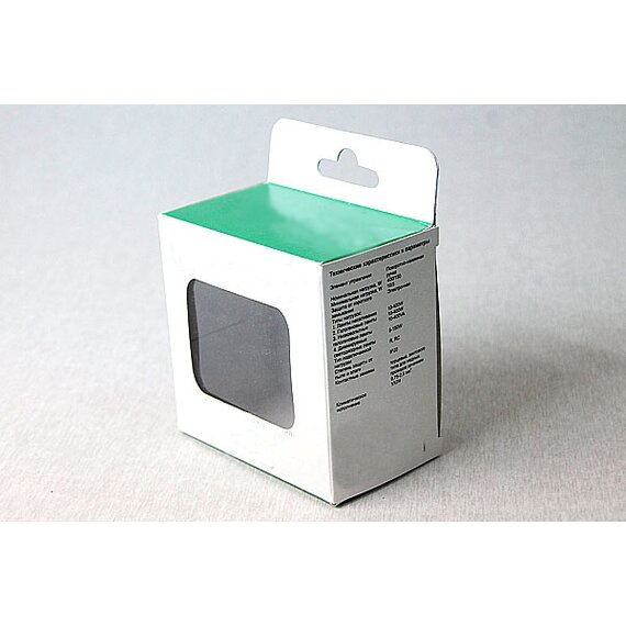 Коробка с окошком и европодвесом для электроустановочных изделий 85х85х51 мм