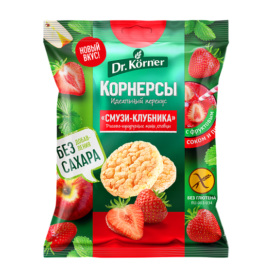 Хлебцы хрустящие «Рисово-кукурузные мини хлебцы «Смузи-Клубника»