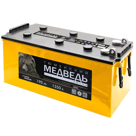 Аккумулятор автомобильный 12В 190Ач Тюменский Медведь болт прямой полярности