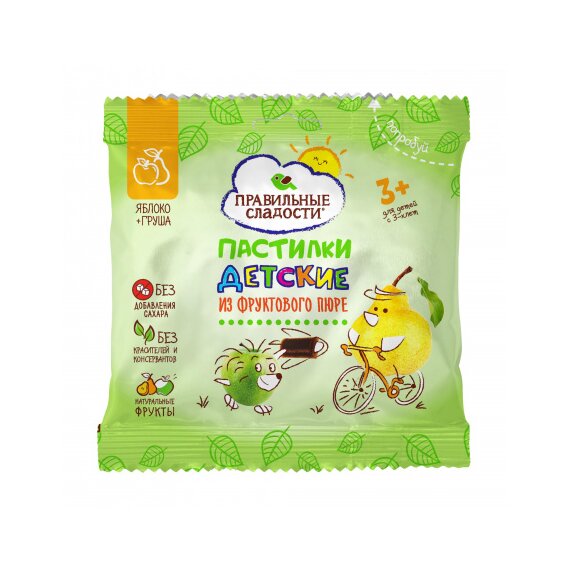 Детские пастилки из фруктового пюре. Яблоко+Груша, 55 г