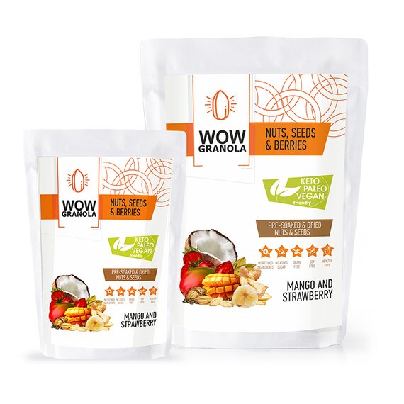 Ореховая гранола манго и клубника