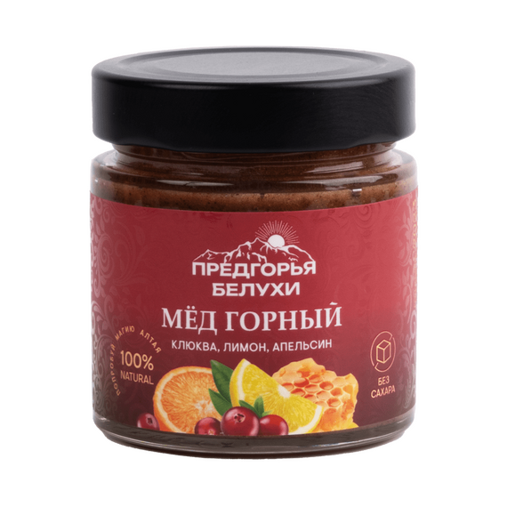 Мёд с клюквой, лимоном и апельсином, 240 г