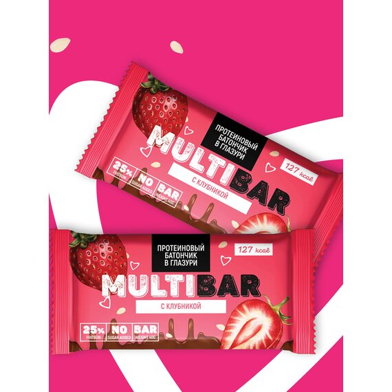 Батончик протеиновый MULTIBAR C клубникой 40 гр